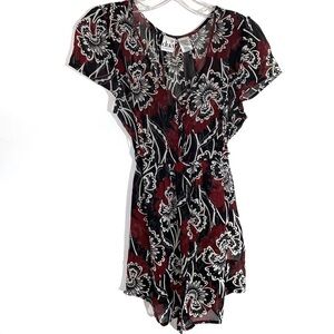 Duo Maternity Black & Red Sheer Top